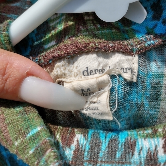 Women's knee length brown turquoise shirt dress. M - Picture 3 of 3